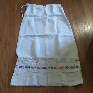 Johnny Was midi skirt Boho Linen Embroidered Floral Maxi Skirt